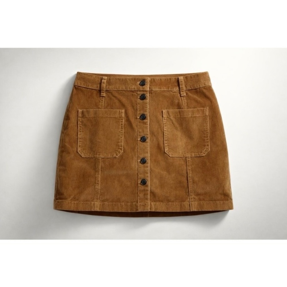 Mudd Brown Corduroy Button Front Mini Skirt Boho Indie 90s Retro Vintage 13